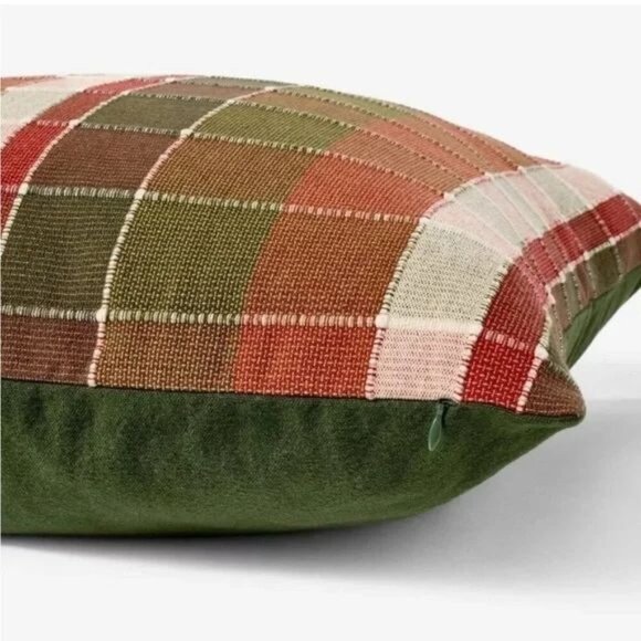 Threshold™ designed with Studio McGee 24"x24" Woven Plaid Throw Pillow Red/Green - Picture 1 of 5